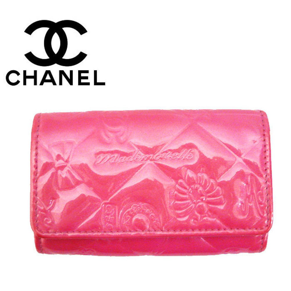Chanel Case 6 Leather Icon Pink Key Patent Enamel